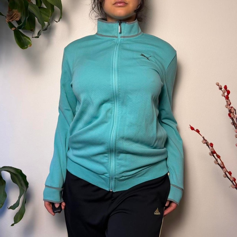 Puma Vintage Y2K Athleisure Zip Up Track Jacket Mint Teal Mens Medium